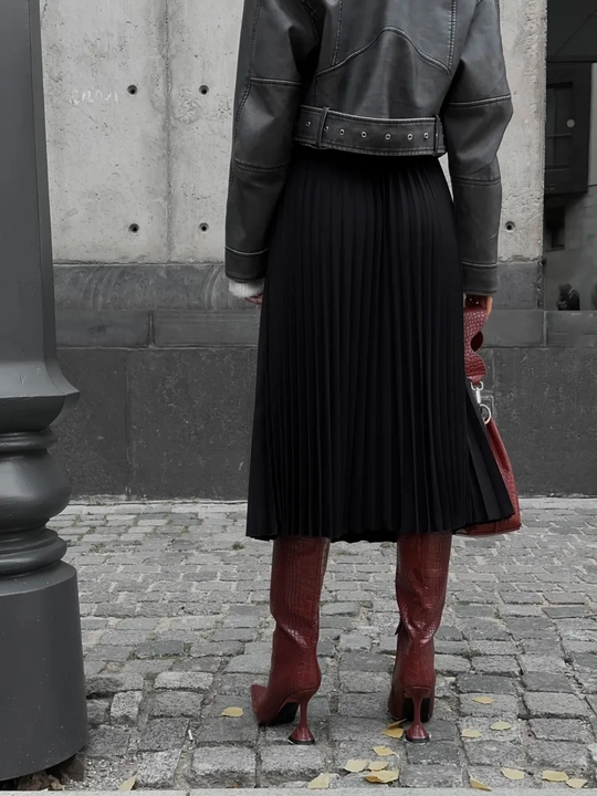 Юбка плиссе миди, для офиса и школы - EllyFashion