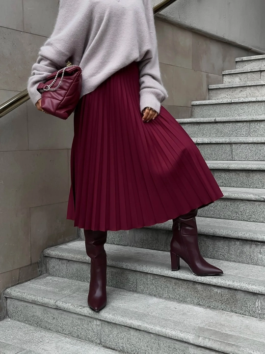 Юбка плиссе миди, для офиса и школы - EllyFashion