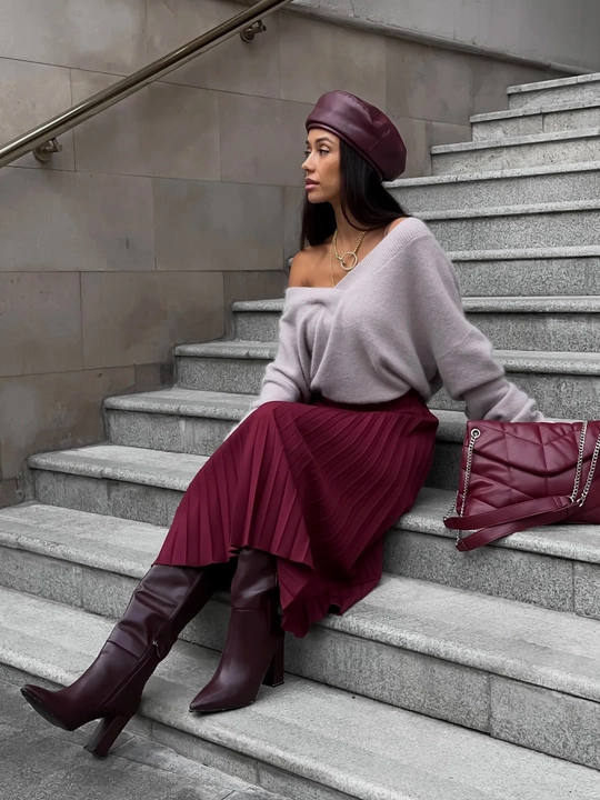 Юбка плиссе миди, для офиса и школы - EllyFashion