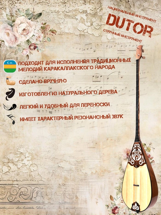 Национальный инструмент, дутор, струнный, традиционный, музыкальный