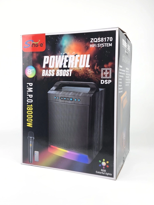 HiFi tizimi – kuchli bassli portativ kolonka, ZQS-8170, 18000W, RGB yoritgichi