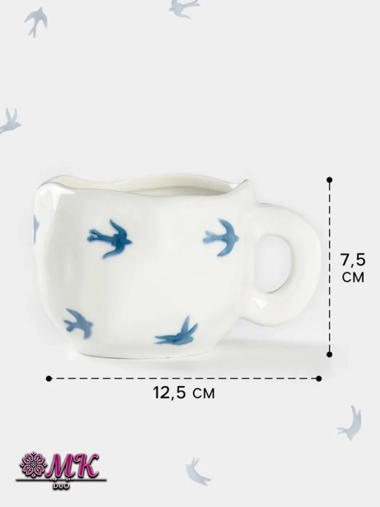 Choy jufti, 280 ml, keramika krujka likopcha bilan choy, qahva, kapuchino va latte uchun