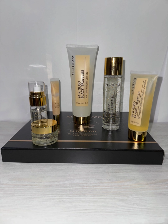 Aesthtany 24k Glod Black Truffles yuzni parvarish qilish uchun kosmetik sovg'a to'plami