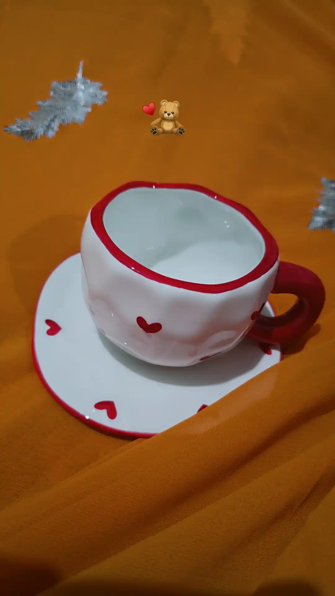 280 ml choy to'plami – likopchali krujka, choy va qahva uchun keramik chashka