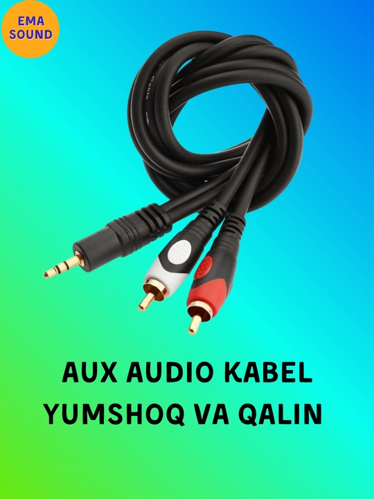 Aux to rca audio kabel 1. 5 metr 1. 8 metr qalin yumshoq qora va kulrang