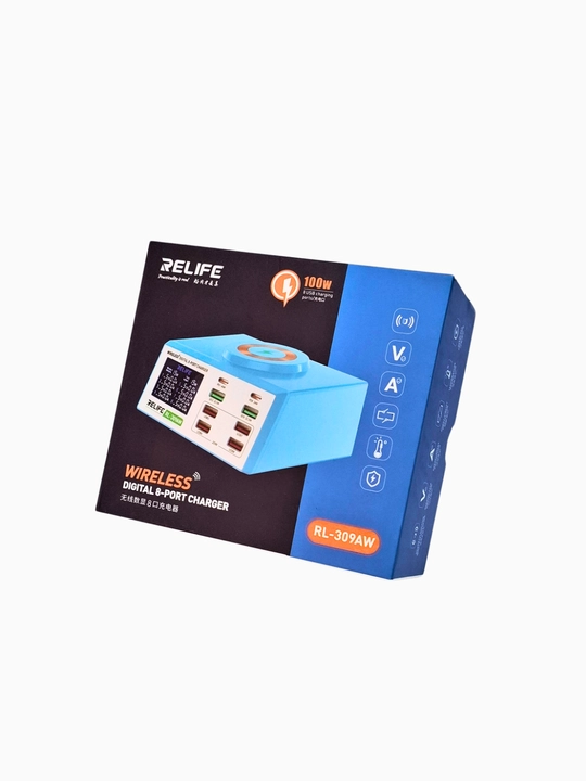 Relife RL-309AW зарядная станция на 8 портов с быстрой зарядкой и беспроводной зарядкой