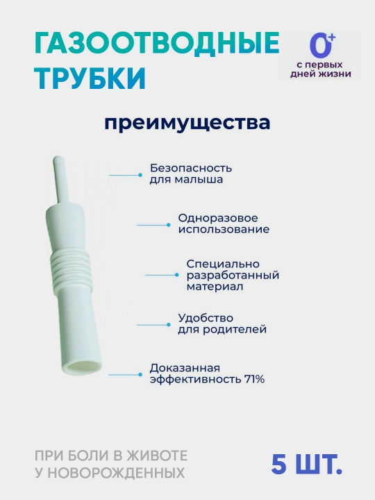 Трубочки от газиков, газоотводные трубочки Supermom, 5 шт