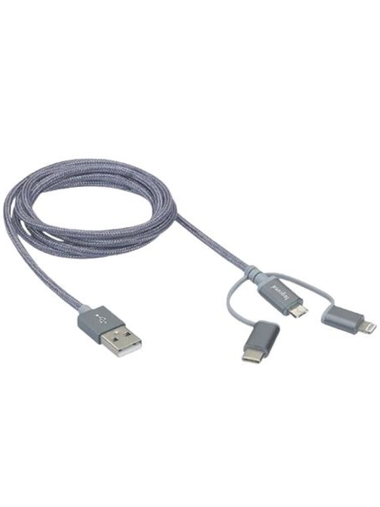 Зарядный кабель Legrand 3 в 1, USB-Lightning + USB-Type C + Micro-USB