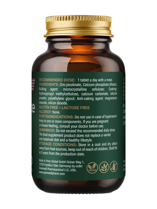 Greenwell Zinc Picolinate – поддержка иммунитета, кожи и мужского здоровья