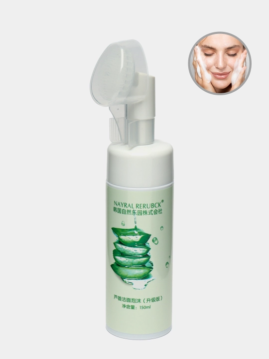 Aloe Vera Yuz Tozalovchi Ko‘pik – Massaj Cho‘tka bilan, 150 ml - 