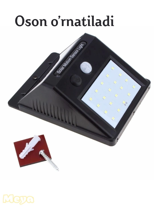 LED ko'cha chiroqlari, quyoshdan zaryad oladii, harakat sensori mavjud, svetodiodli 20