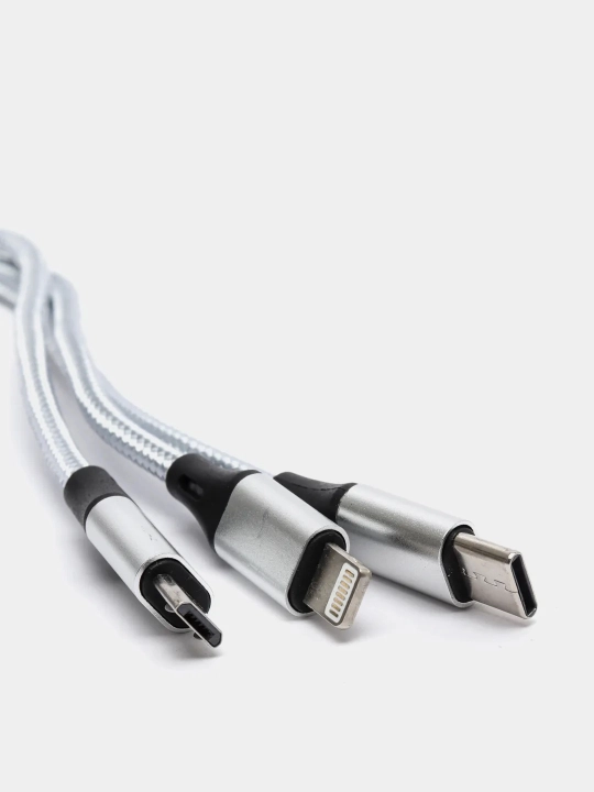 Zaryadlovchi kabeli universal 3 in 1 iPhone / Micro USB / Type-C