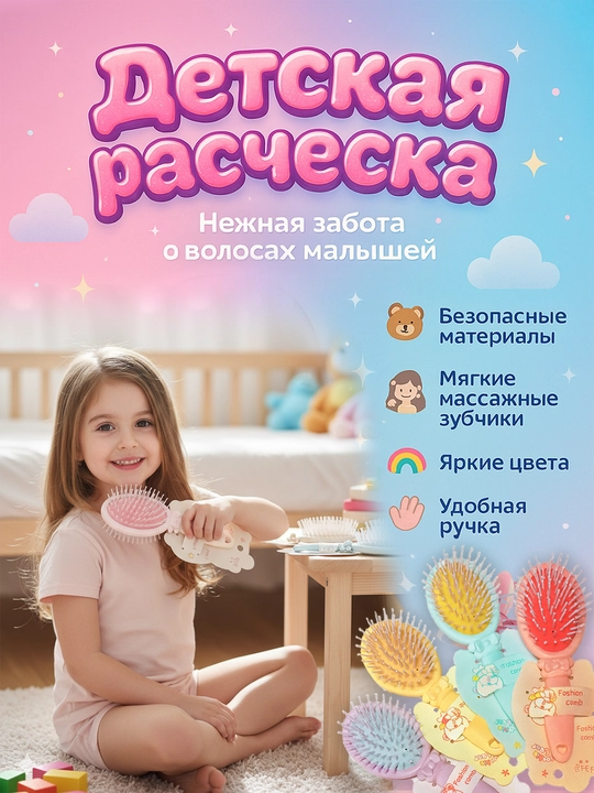 Детская расческа, расческа для девочек, массажная расческа