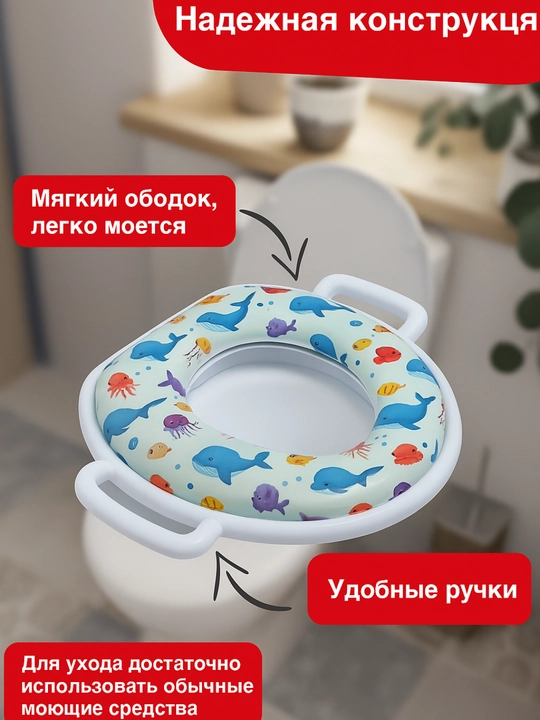 Детская накладка на унитаз, мягкое сидение с ручками