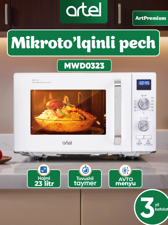 Artel MWD0323, 800 Vt mikroto‘lqinli pechi, Mexanik - 