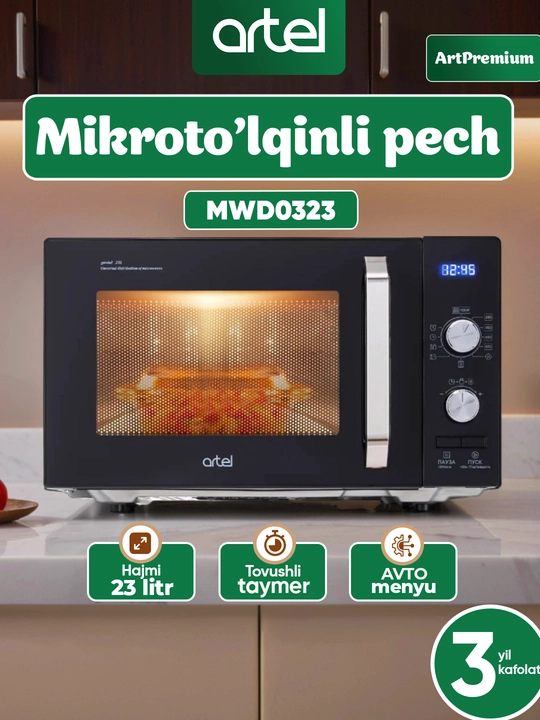Artel MWD0323, 800 Vt mikroto‘lqinli pechi, Mexanik - 