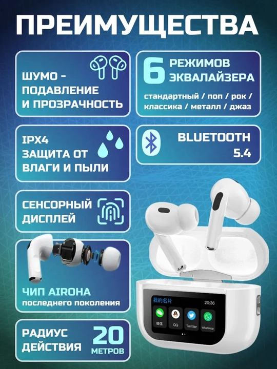Ekranli simsiz quloqchinlar, bluetooth naushnik va navushnik simsiz