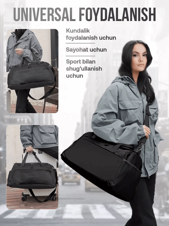 Katta sport sumkasi fitnes, zal va sayohat uchun ayollar va erkaklar sumkasi