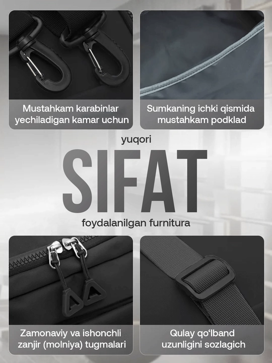 Katta sport sumkasi fitnes, zal va sayohat uchun ayollar va erkaklar sumkasi