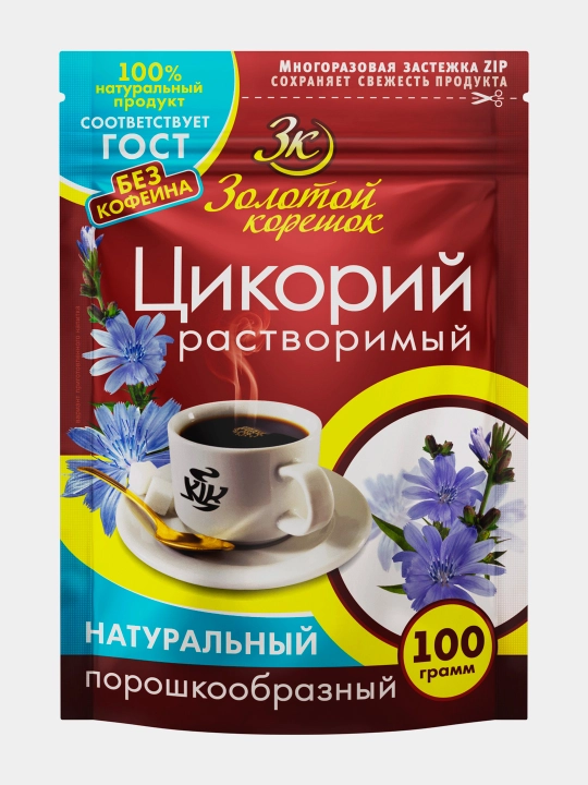 Цикорий порошок ЗОЛОТОЙ КОРЕШОК ZIP, 100г - 