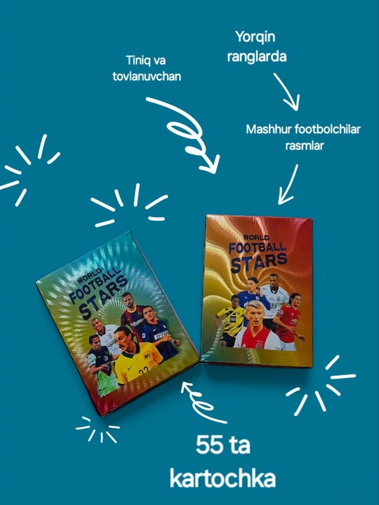 Карточки игроков FIFA, футбол и покемон Пикачу, карточки Dragonball, кетки 55 шт