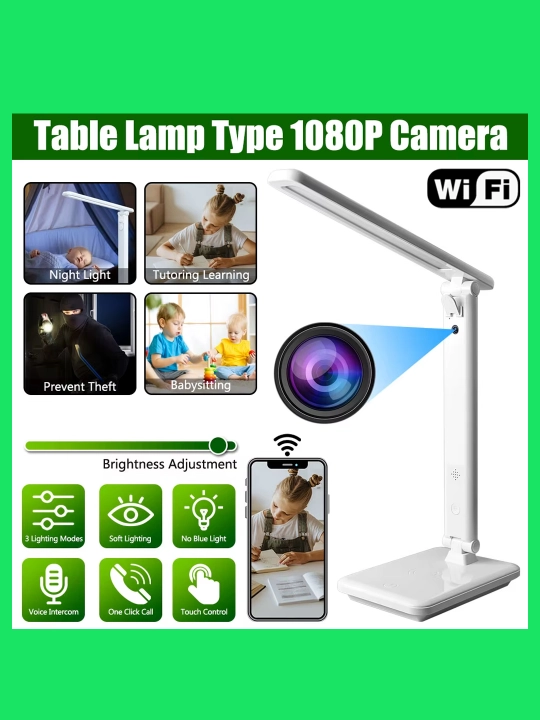 Wifi kamera Aqlli nurli stol chiroqchasi, Full HD, kamera bilan - 