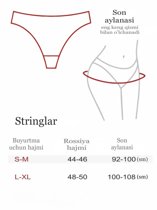 Ayollar uchun trusiklar, stringi, paxta, to'plamda 5 dona