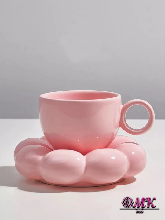 Choy jufti, 280 ml, keramika krujka likopcha bilan choy, qahva, kapuchino va latte uchun