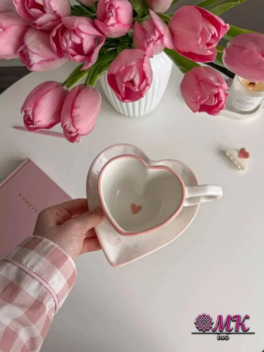 Choy jufti, 280 ml, keramika krujka likopcha bilan choy, qahva, kapuchino va latte uchun