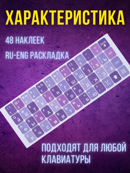 Kirill harflari bilan klaviatura stikerlari, barcha qurilmalar uchun mos