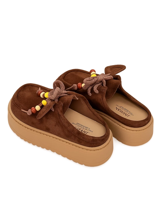 Retro Beads Mules – Ayollar uchun baland taglikli boncukli orqasi ochiq tapochkalar