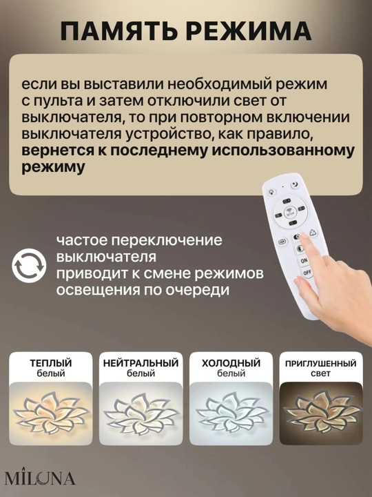 Shift qandil, yorug‘lik diodli, pultli, 3 xil yoritish rejimi, yorqinlikni sozlash