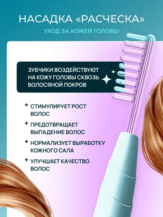 Дарсонваль, косметологический аппарат, для лица и тела и роста волос, 4, 5, 7 насадок