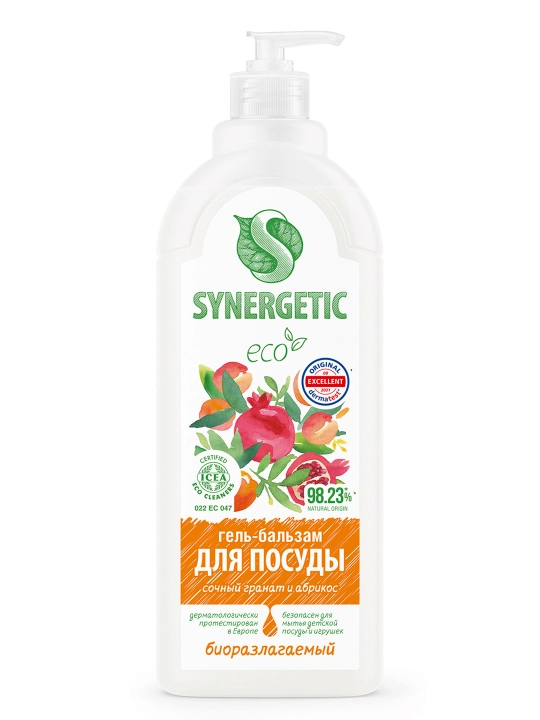 Гель-бальзам для мытья посуды и детских игрушек SYNERGETIC "Сочный гранат и абрикос", 1 л