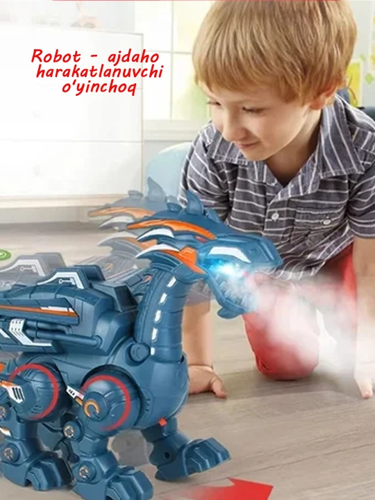 Робот - дракон-движущаяся игрушка, светодиодный свет, звуковой эффект