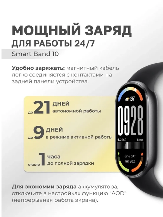 Xiaomi Smart Band 10 – ГЛОБАЛ фитнес-браслет, AMOLED-дисплеем, автономная работа до 21 дня