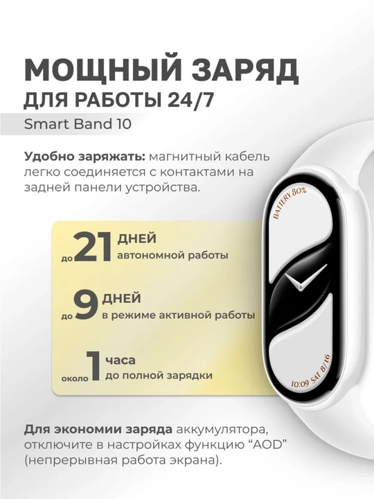 Xiaomi Smart Band 10 – ГЛОБАЛ фитнес-браслет, AMOLED-дисплеем, автономная работа до 21 дня