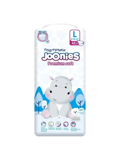 JOONIES Premium Soft tagliklari chaqaloqlar uchun, namlik indikatori bilan, S–M o‘lcham