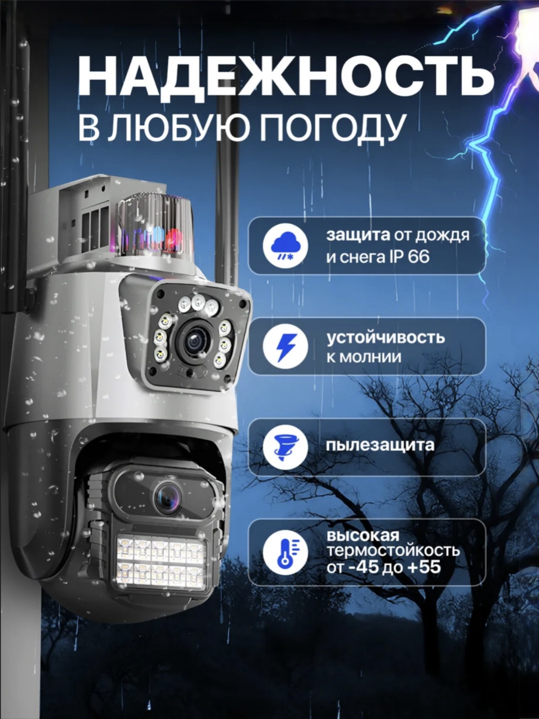 Wi-Fi камера видеонаблюдения с ночным видением, поворотом 360, датчиком движения