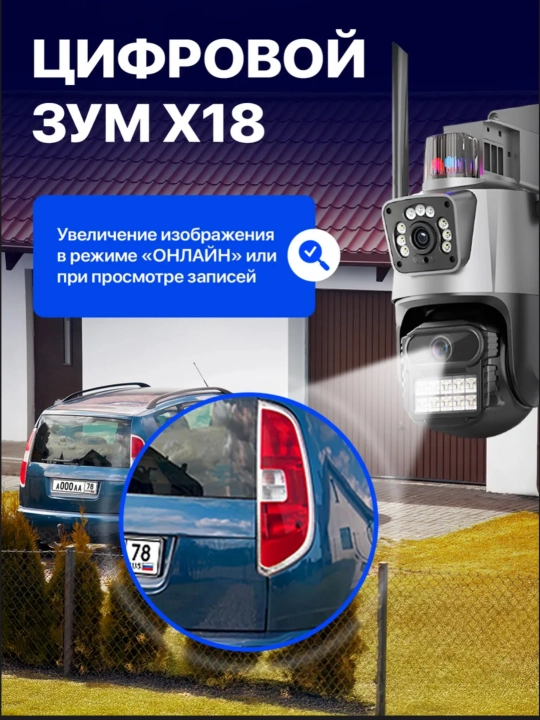 Wi-Fi камера видеонаблюдения с ночным видением, поворотом 360, датчиком движения