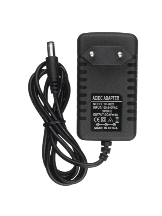 9V universal ta’minot bloki, 2A shtekeri, 5,5x2,5 mm