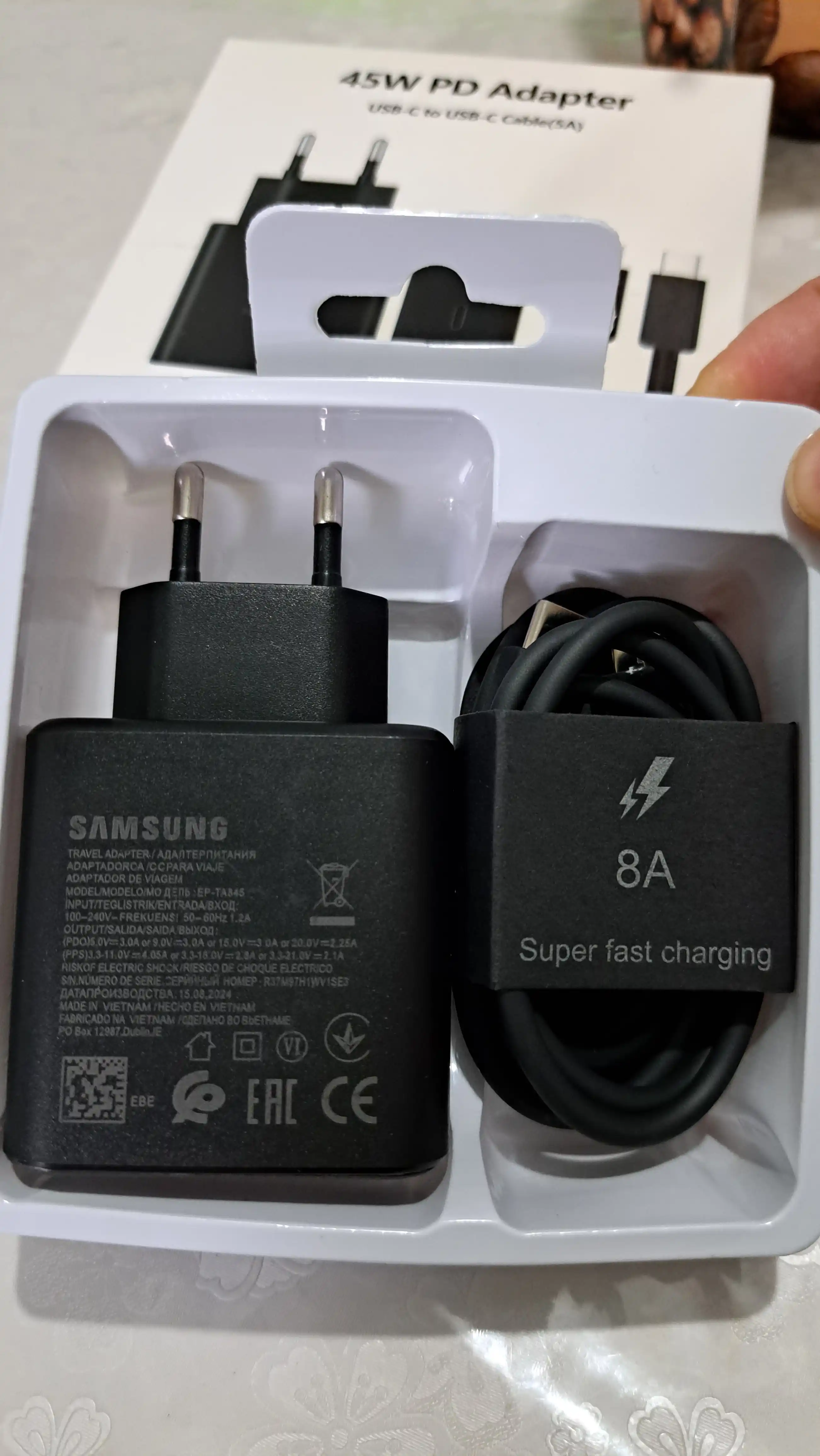 Зарядное устройство Samsung 45 Вт, 25 Вт, кабель Type-C, быстрое зарядное устройство