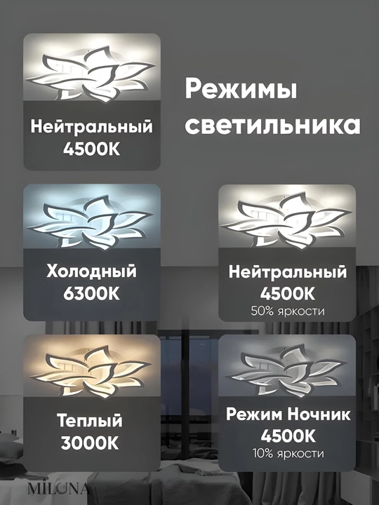 Shift qandil, yorug‘lik diodli, pultli, 3 xil yoritish rejimi, yorqinlikni sozlash