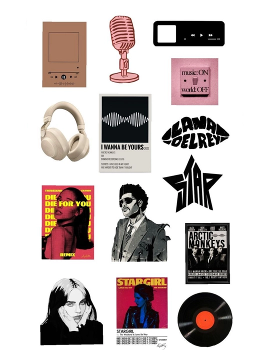 Nakleykalar, stikerlar, artistlar Lana Del Rey, The Weeknd, Billie Eilish - 