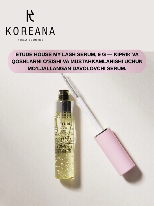 Kipriklar, qoshlar o‘sishi va mustahkamlanishi uchun zardob Etude House My Lash Serum, 9 g - 