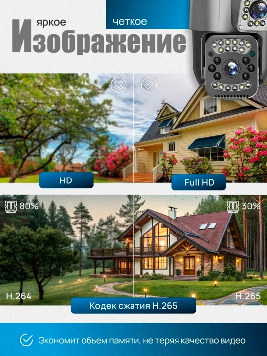 Kamera 4G va Wifi kuzatuv kamerasi, Wi-Fi va Sim Karta, V380 PRO, suv o‘tkazmaydigan
