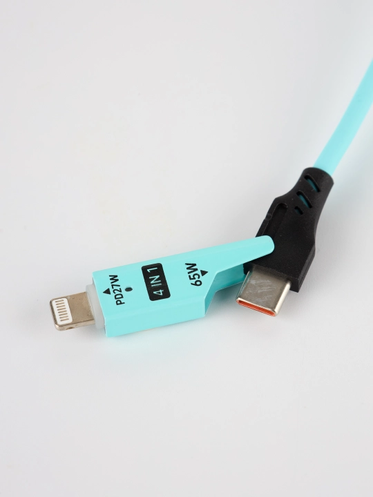 Кабель для зарядки 65W 4 в 1, iPhone, Samsung, Redmi, Type-C, Lightning