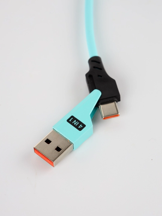 Кабель для зарядки 65W 4 в 1, iPhone, Samsung, Redmi, Type-C, Lightning