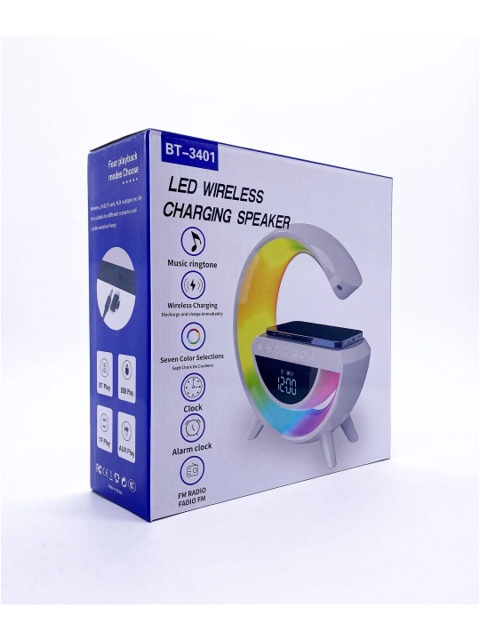 Kоlonka Bluetooth FM Radio Budilnik soat Svitilnik Music Wireless Charging - 