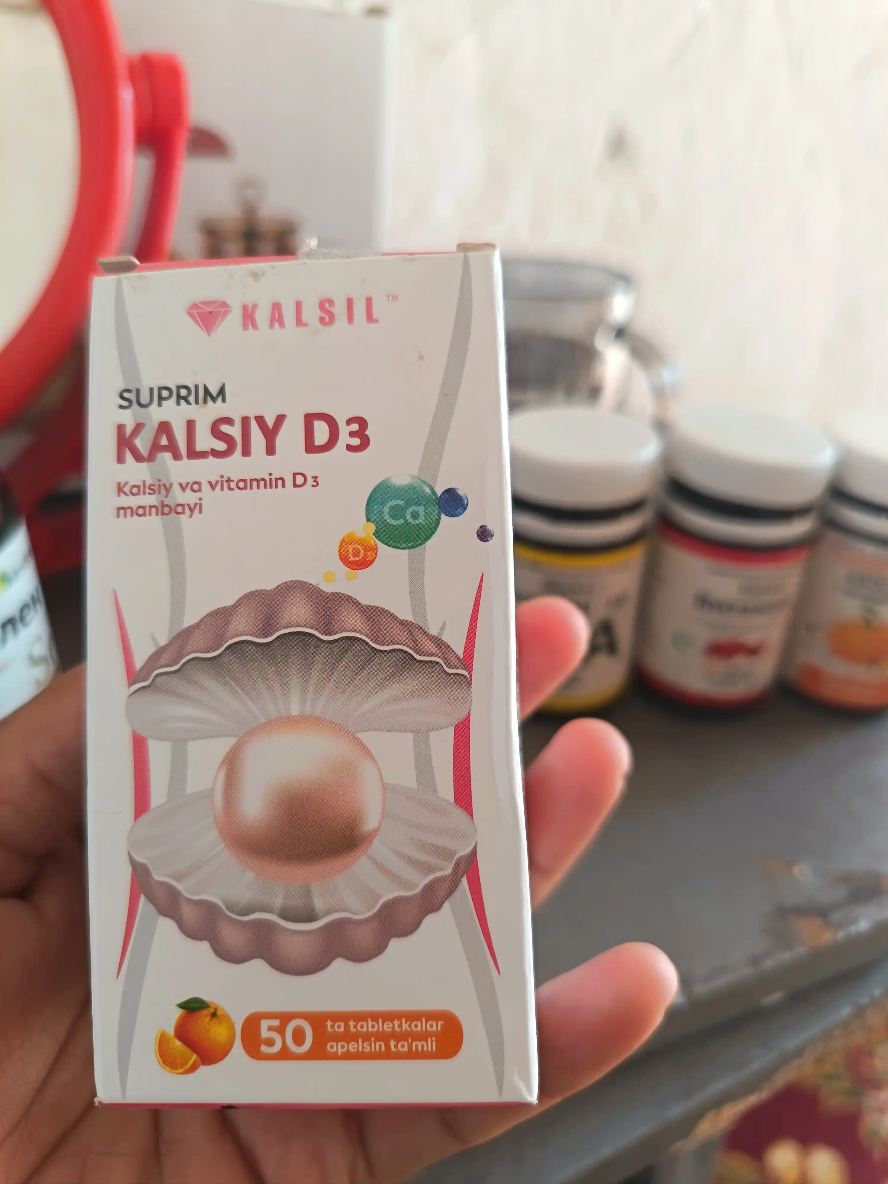 Suprim Kalsiy D3, apelsin ta'miga ega tabletkalar, kattalar va bolalar uchun, 50 dona